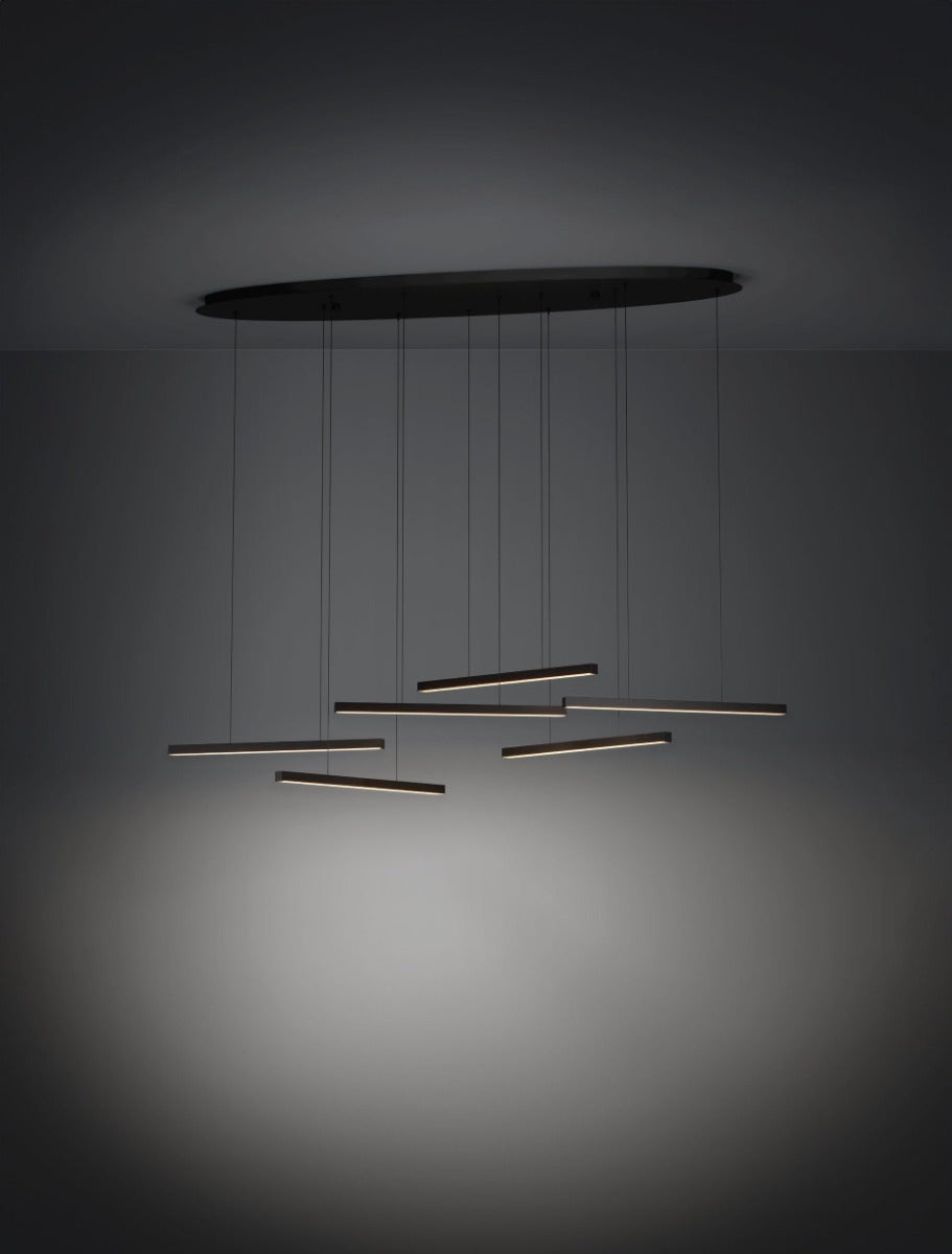 LINDOZA PENDANT LIGHT 6X8.4W LED 3000K BLACK OBLONG 39915