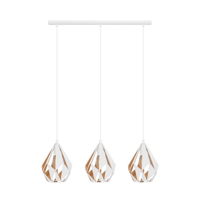 CARLTON 1 PENDANT LIGHT 3X60W E27 WHITE WITH GLD 43002N