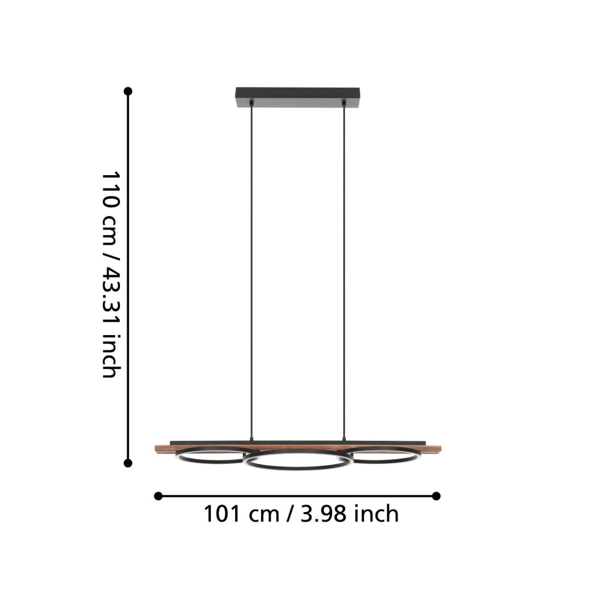 BOYAL PENDANT LIGHT 40.5W 3000K BLACK WITH RUSTIC WOOD ACCENT 99624