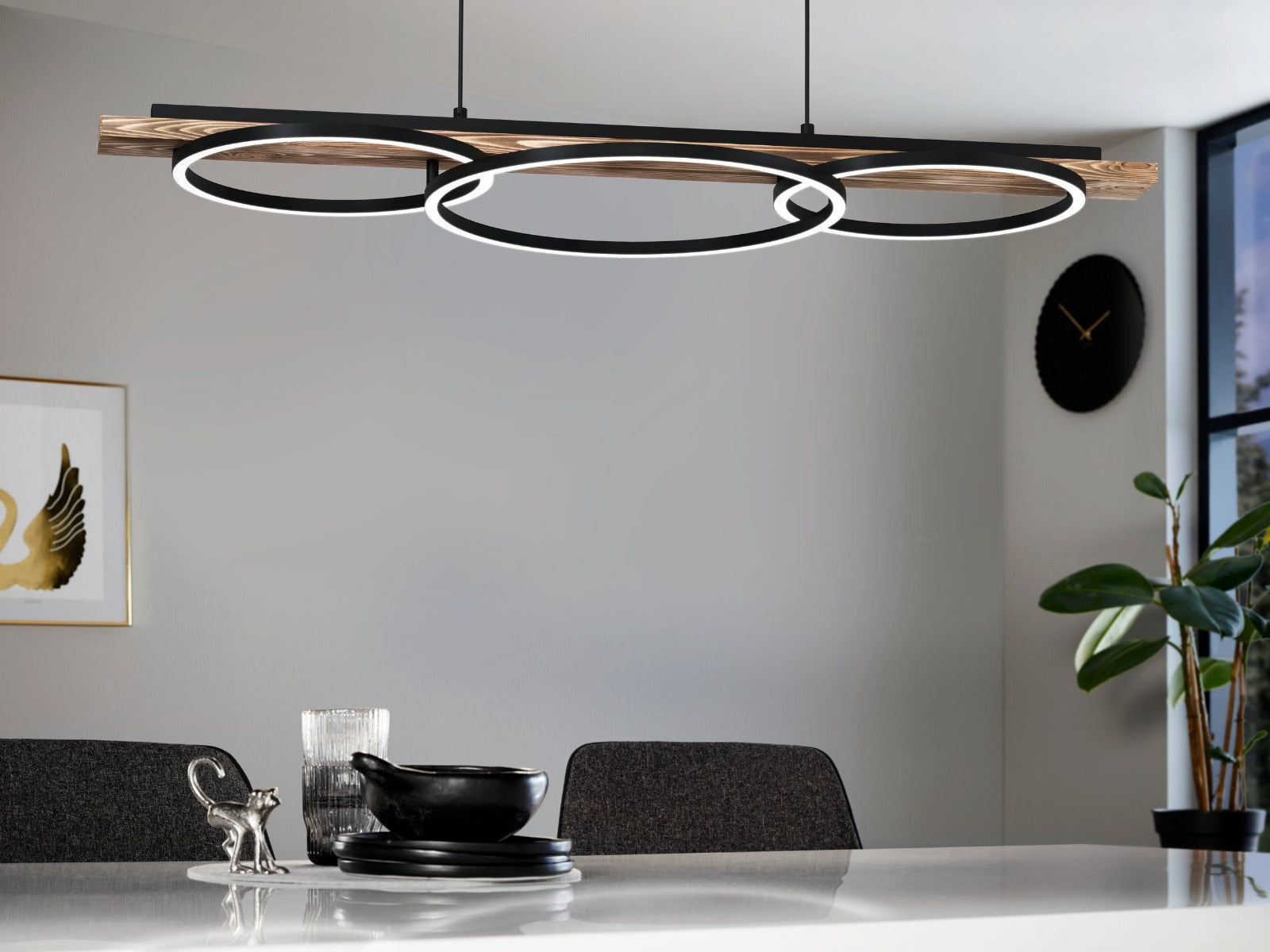 BOYAL PENDANT LIGHT 40.5W 3000K BLACK WITH RUSTIC WOOD ACCENT 99624