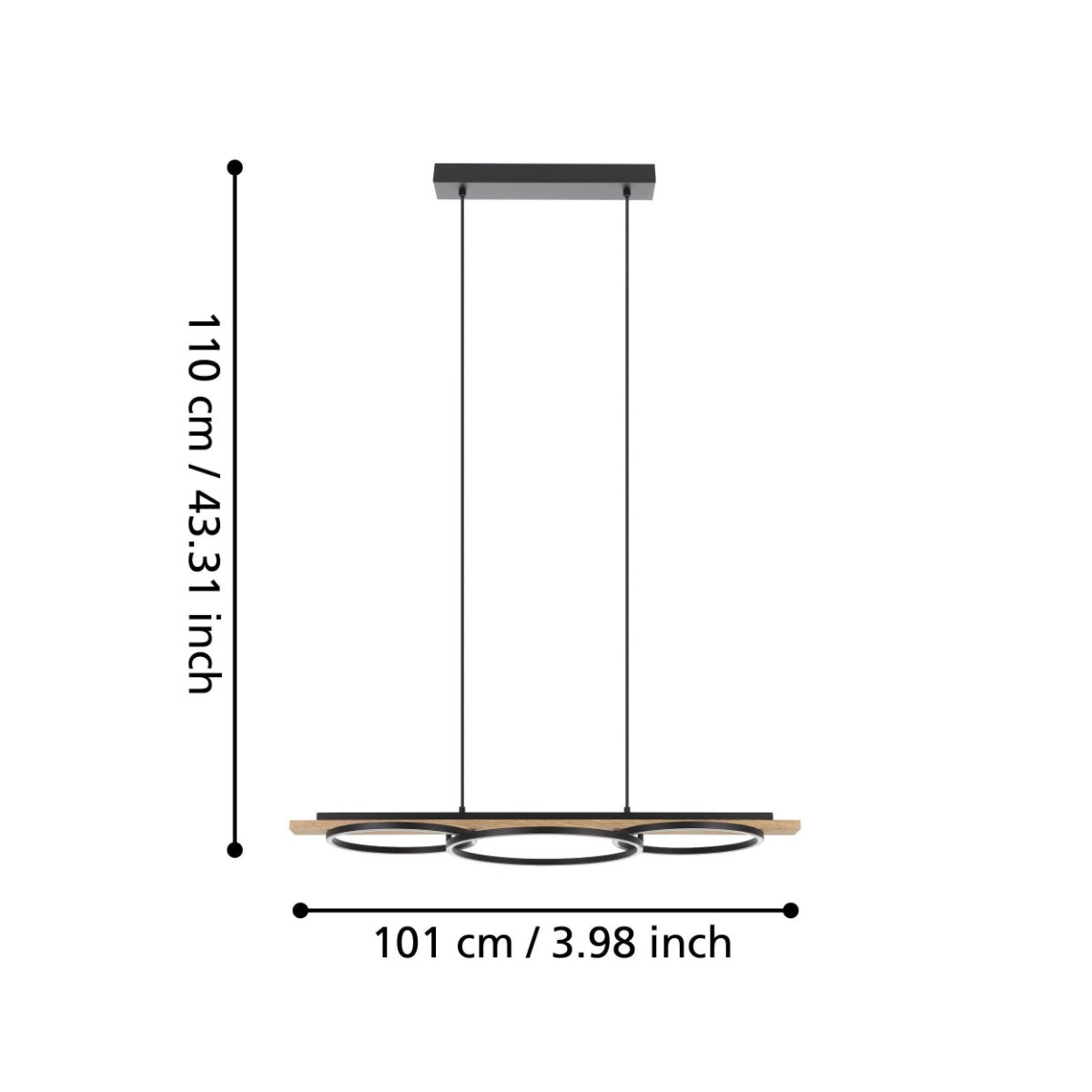 BOYALPENDANT LIGHT 40.5W 3000K BLACK WITH NATURAL WOOD ACCENT 99625