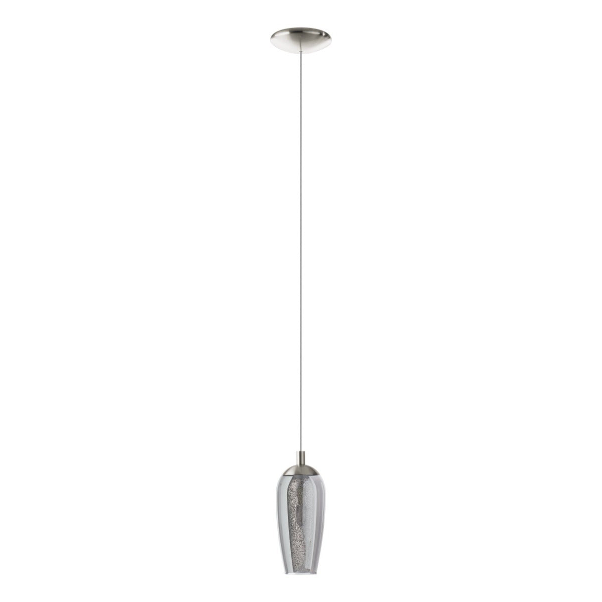 FARSALA PENDANT LIGHT 1X3W G9 LED 3000K SATIN NICKEL FIXTURE WITH BLACK TRANSPARENT GLASS 2M 96343N