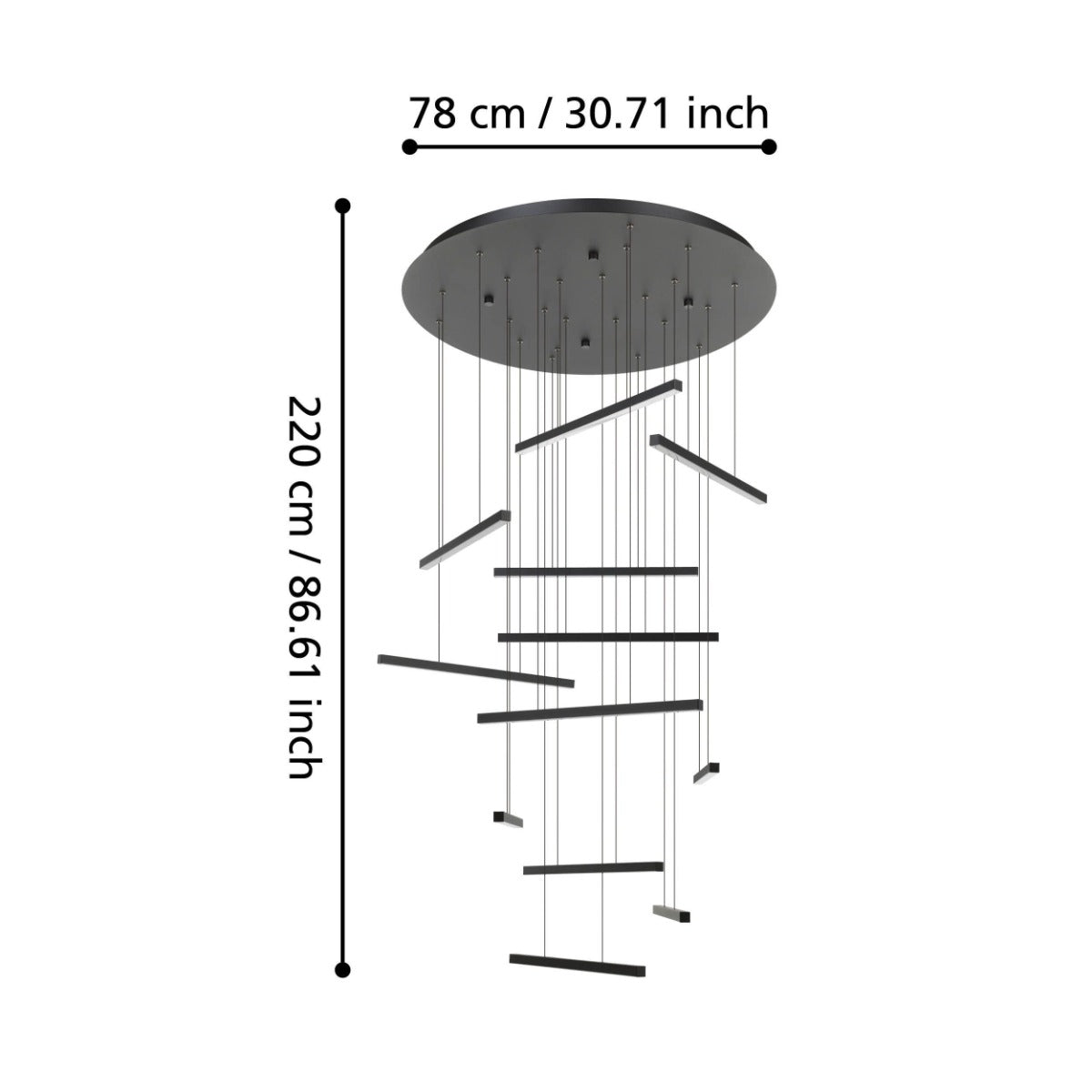 LINDOZA PENDANT LIGHT12X8.4W LED 3000K BLACK ROUND 390351