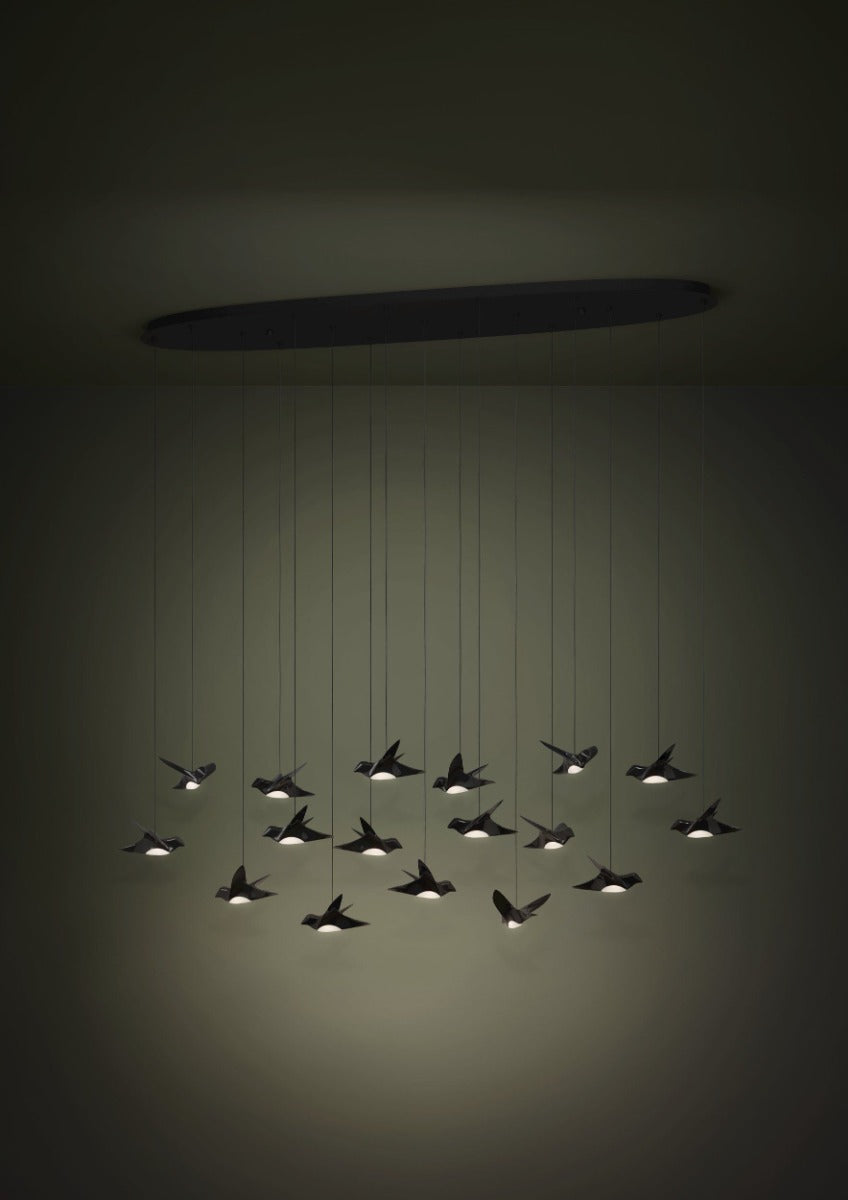 PARATEBUENO PENDANT LIGHT 17X3W LED 3000K NICKEL-NERO OBLONG 390353