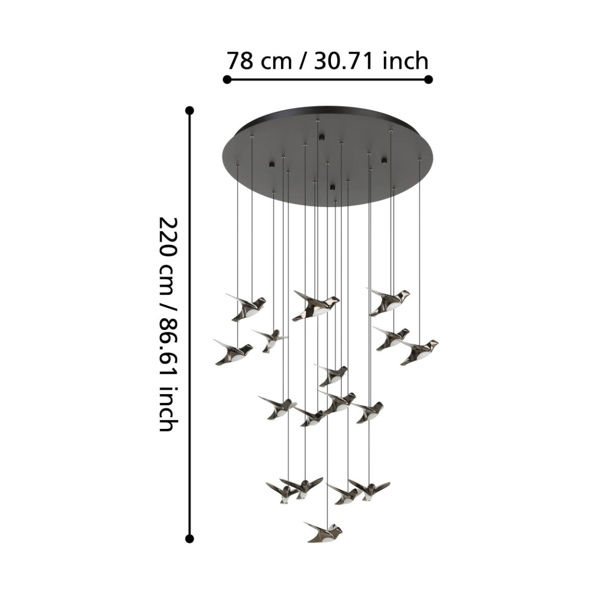 PARATEBUENO PENDANT LIGHT 17X3W LED 3000K NICKEL-NERO ROUND 390352
