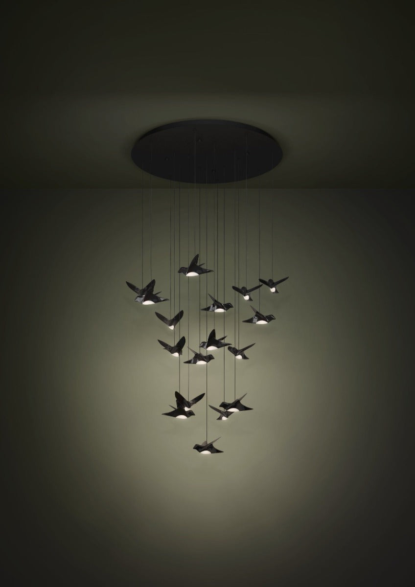 PARATEBUENO PENDANT LIGHT 17X3W LED 3000K NICKEL-NERO ROUND 390352