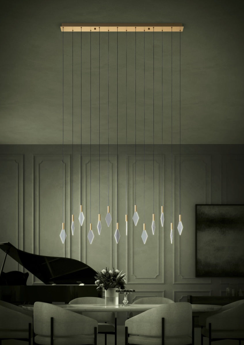Mirador 14 Light 3W LED Rectangular Pendant Brass Warm White 390362