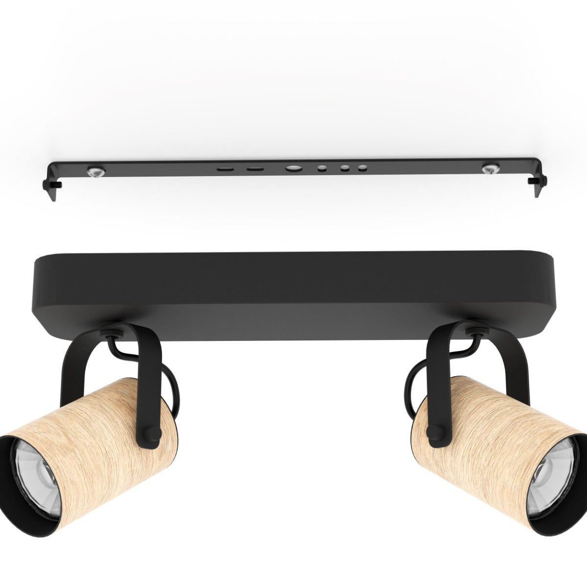 CAYUCA SPOT 2X5W GU10 LED 4000K BLACK WITH WOOD 900437N