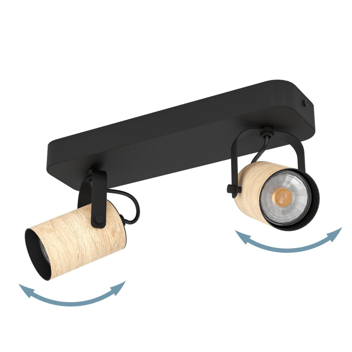 CAYUCA SPOT 2X5W GU10 LED 4000K BLACK WITH WOOD 900437N