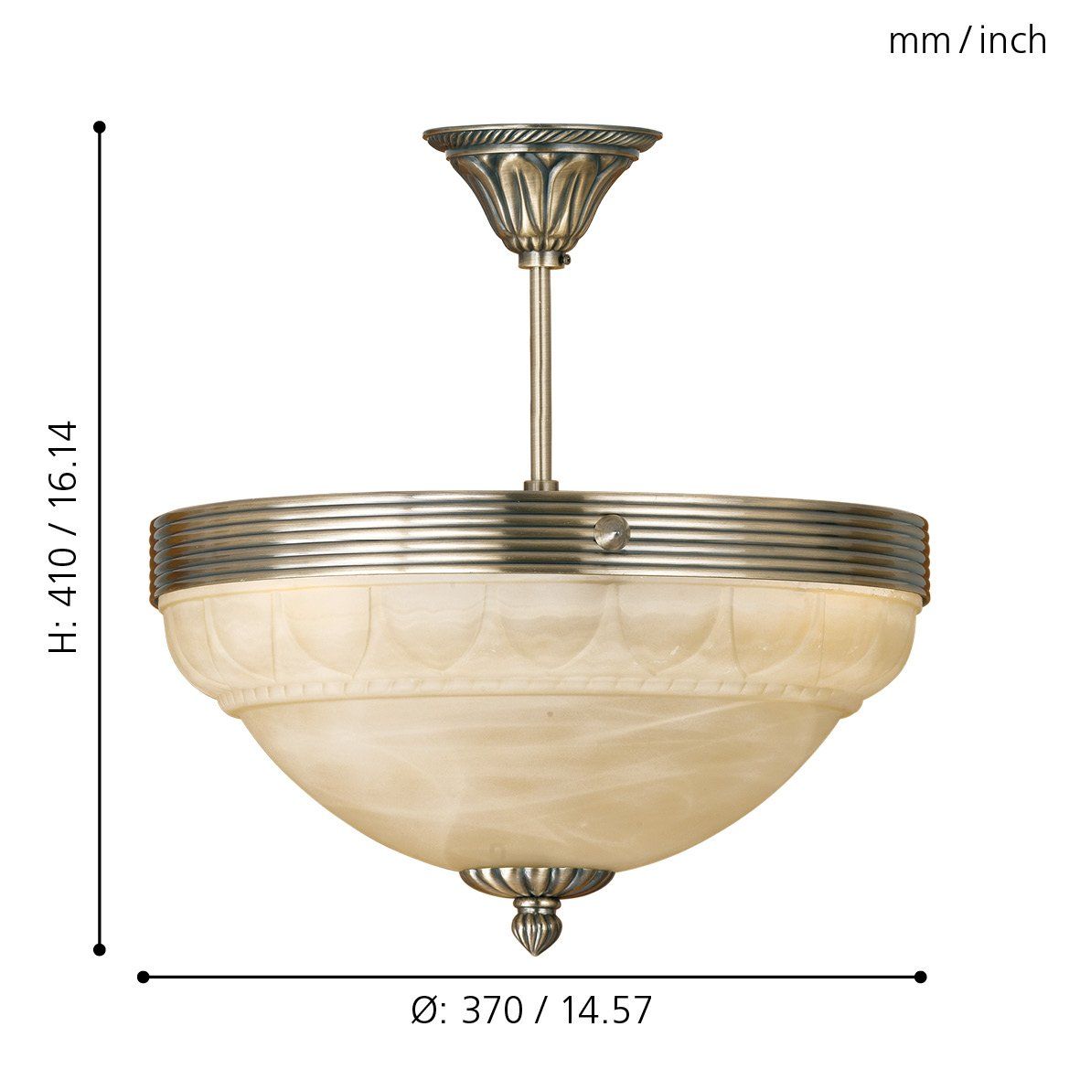 Marbella 3 Light Semi Flush Light Bronze 85856
