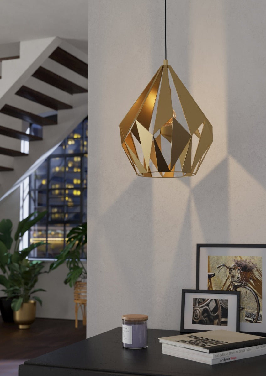 CARLTON PENDANT LIGHT 1X60W E27 BRASS MATT 2M LARGE 43815N