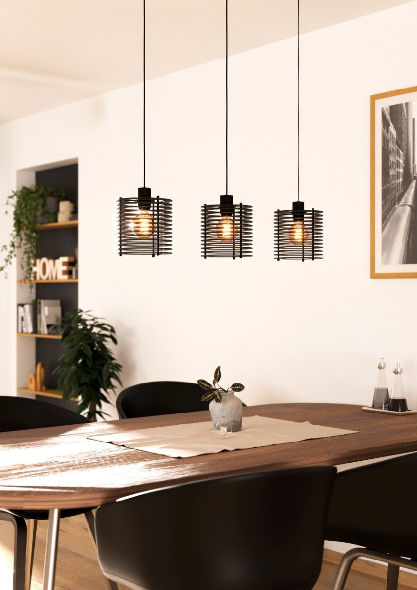 Segovia 3 Light Pendant 4OW E27 Black 900738N