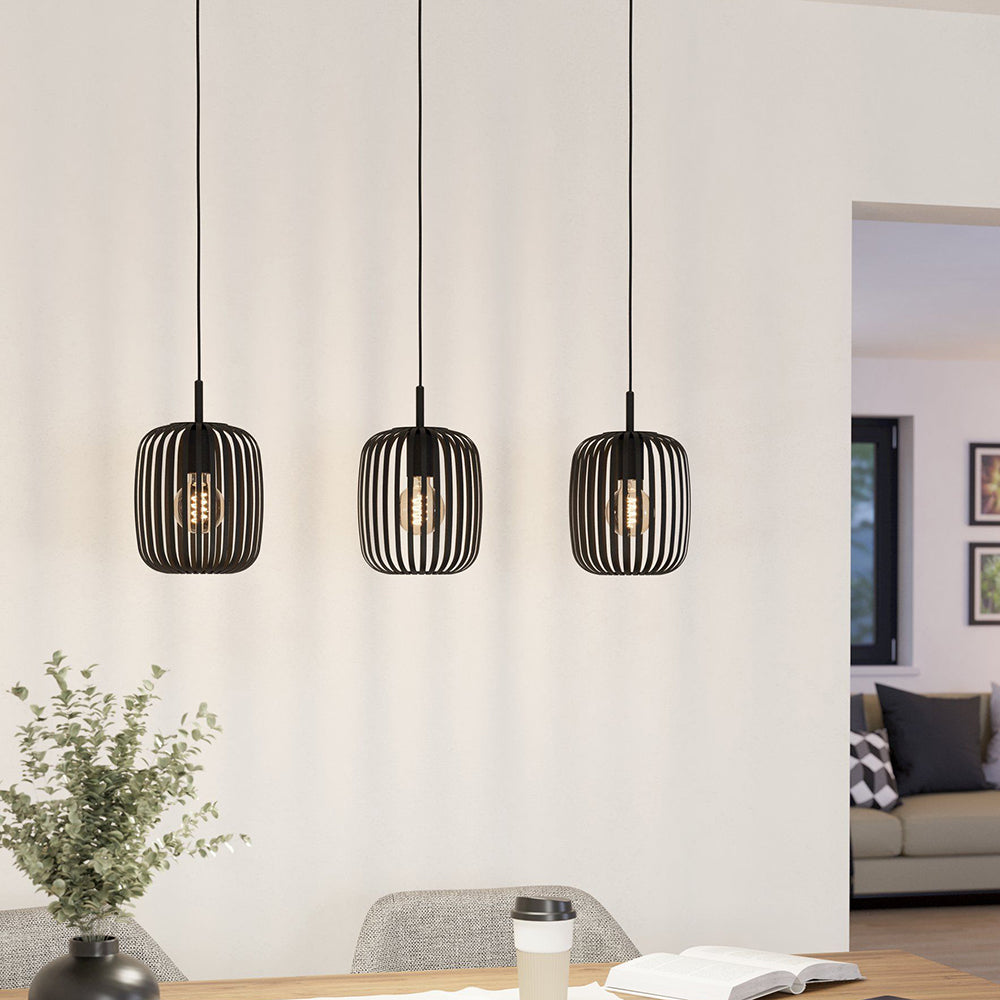 Romazzina 3 Light Pendant 40W E27 Black 900495N