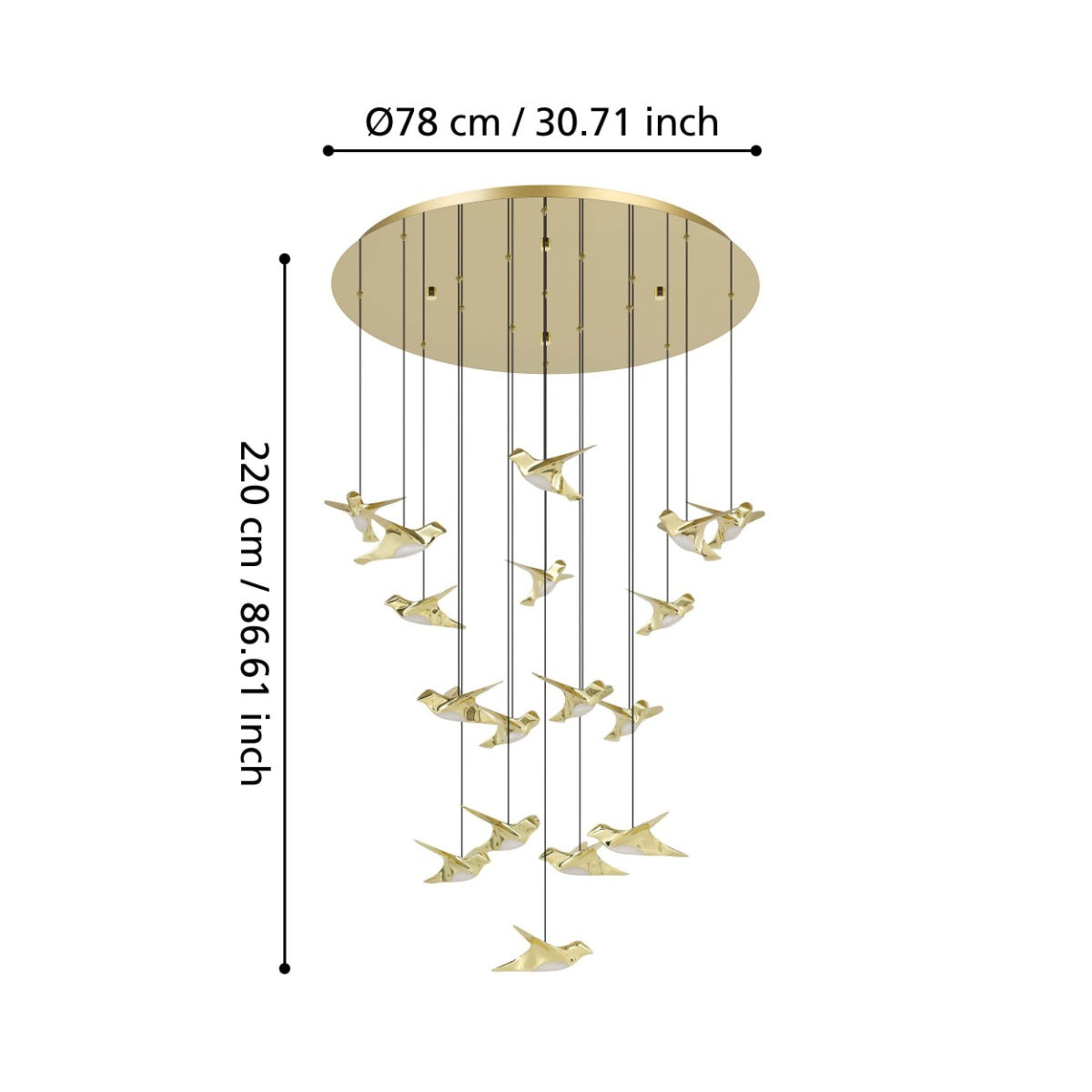 PARATEBUENO PENDANT LIGHT 17X3W LED 3000K BRASS ROUND 390398