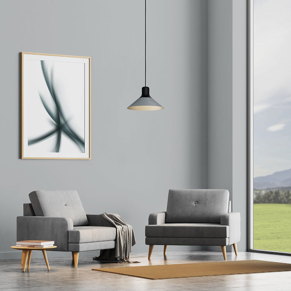 ABREOSA pendant light 28W E27 BLACK WITH GREY SHADE 99511N