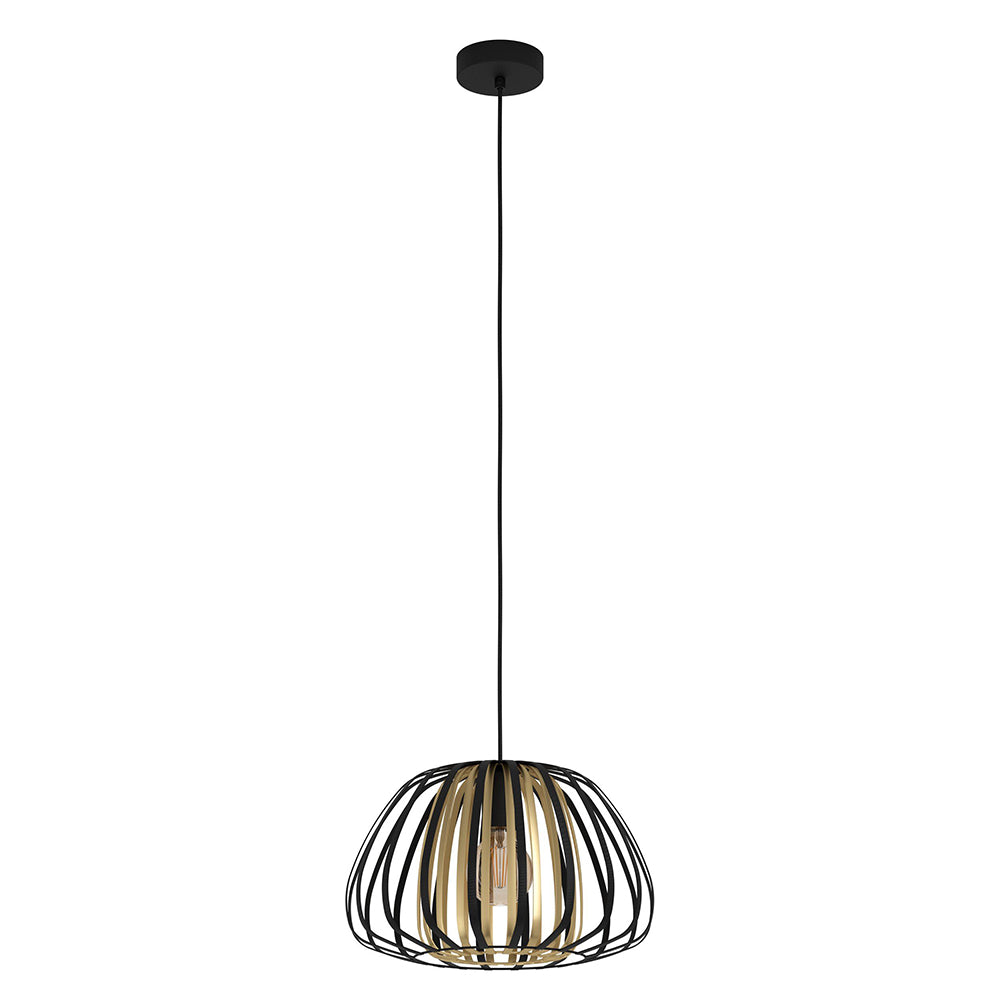 ENCINITOS PENDANT LIGHT 1X40W E27 BLACK WITH GOLD ACCENT LARGE 49762N