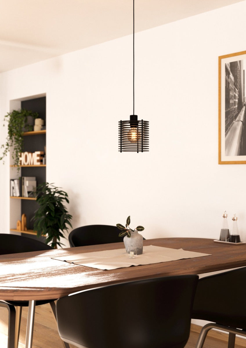 Segovia 1 Light Pendant 4OW E27 Black 206049