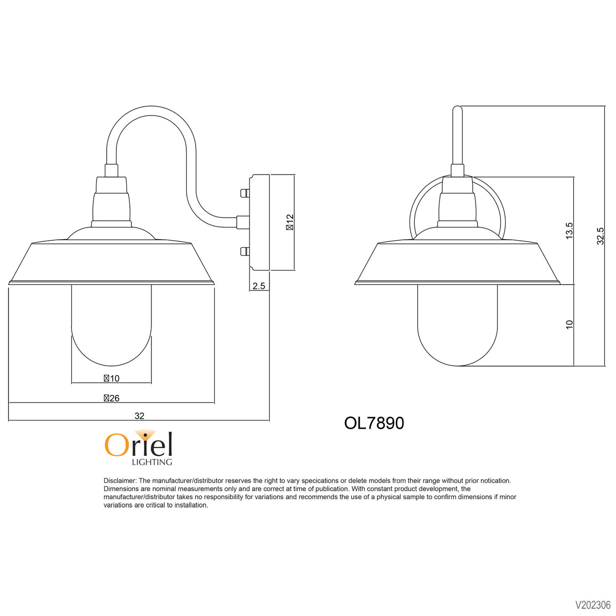 Oriel Lighting Hudson Wall Light Clear Glass Gold