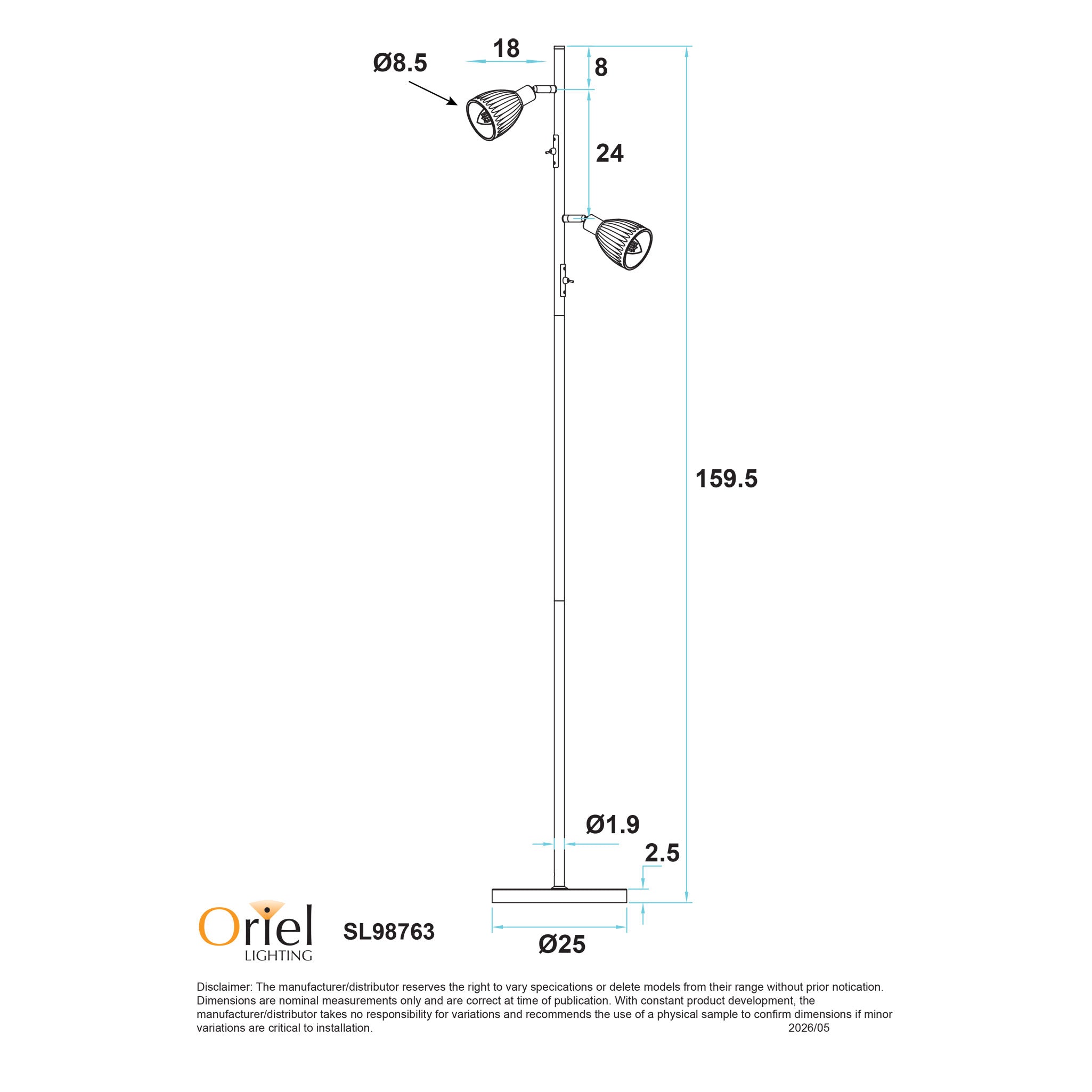 Stylux Alma Twin Floor Lamp Black