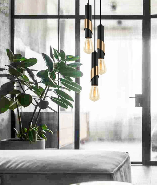 GOLDA Interior Tube with Brass Highlight Pendant Lights GOLDA1