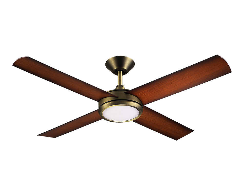 Concept 3 52" 24W LED Dimmable AC Ceiling Fan Antique Brass with Koa Blades / Cool White - A3505
