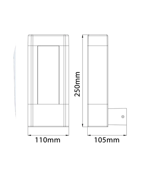 AMUN Exterior LED Matt Black Rectangular Surface Mounted Wall Light IP54- AMUN1