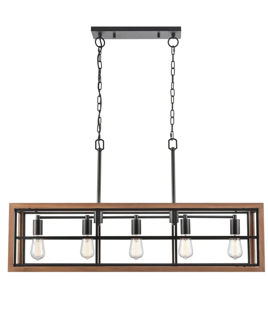 BANQUET Retro Interior Rectangular Wood Frame Pendant Light-BANQUET1