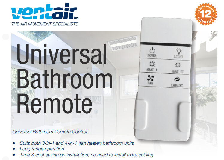 Universal Bathroom Remote Control Kit Suit 3 in 1 Bathroom Heaters & Fans - VUBHR