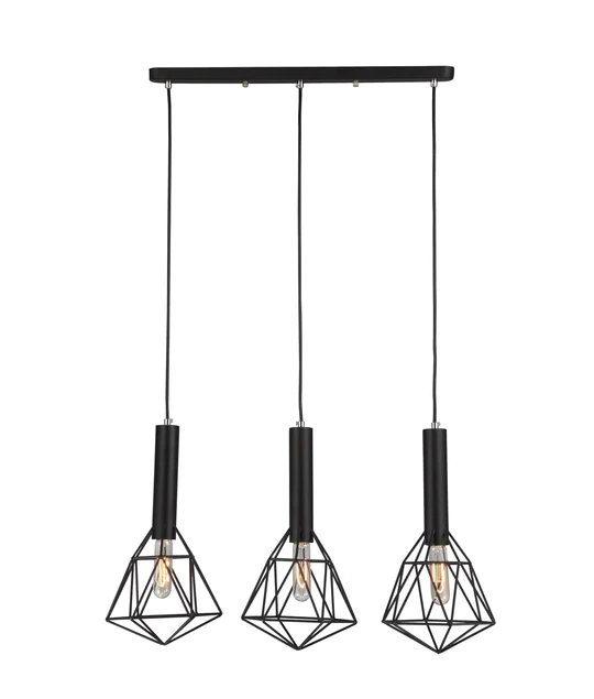 IRON CAGE BLACK 3 X CURVED ES PENDANT BLACKBAND1X3 CLA lighting