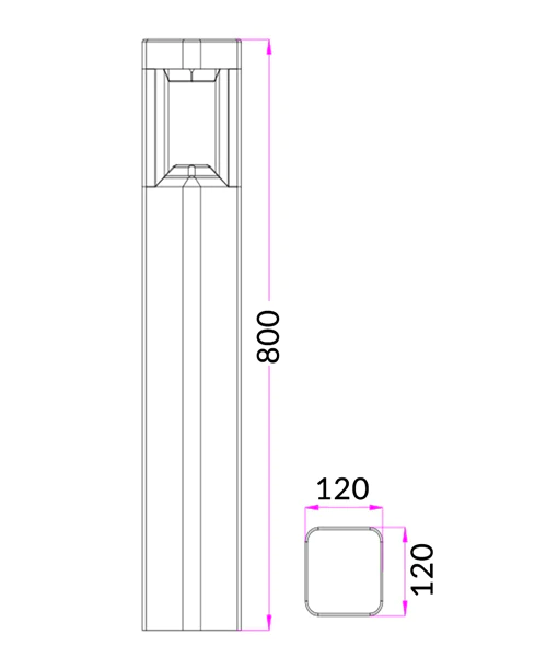 7W LED Garden Bollards 3000K BOL4A