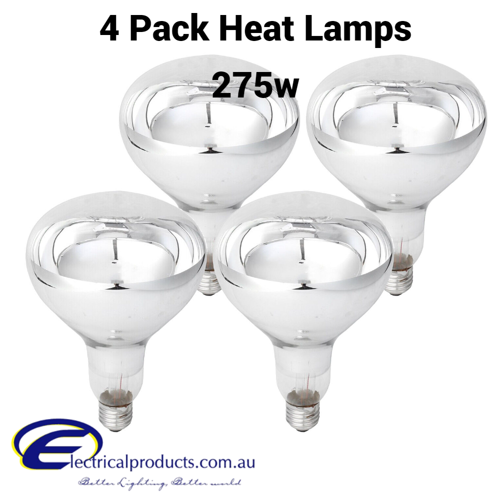4 x R125 Bathroom Instant Heat Lamp Globe 240V E27 275W Clear Infrared Reflector
