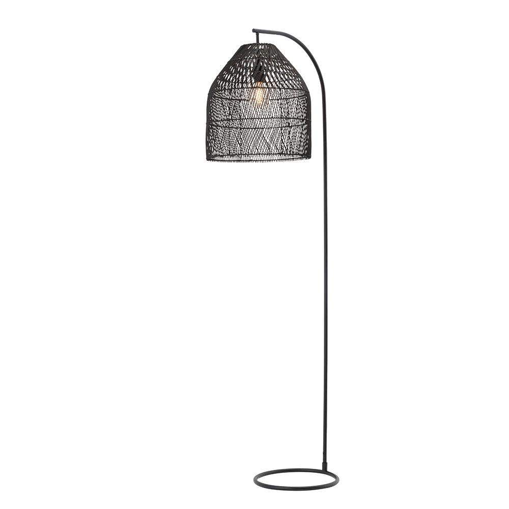 Coastal Chic Rattan Floor Lamp with Black or White Finish