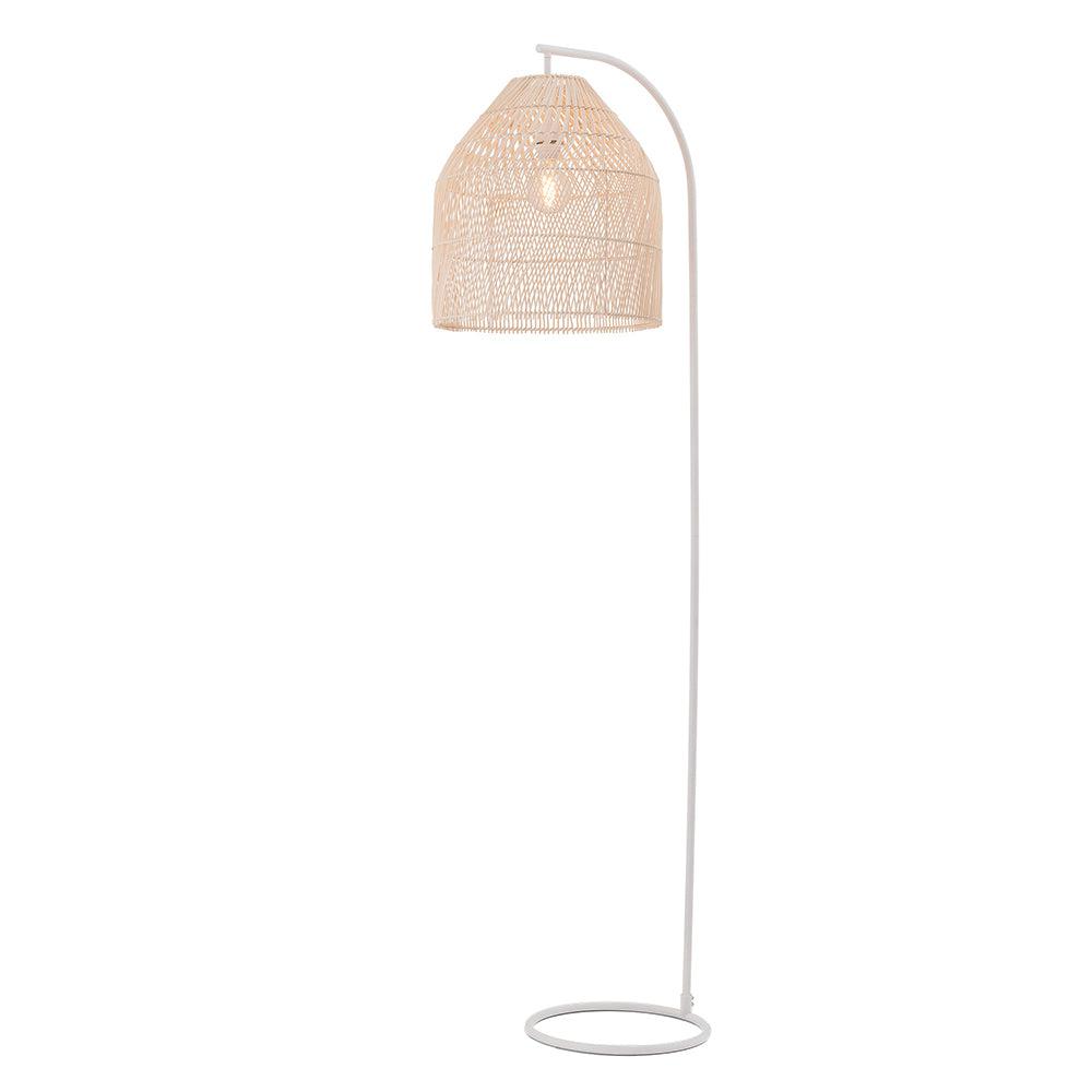 Coastal Chic Rattan Floor Lamp with Black or White Finish