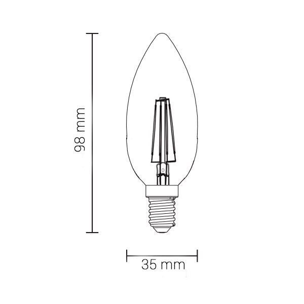 LED Daylight 6W 240v 6000K E12 Dimmable Candle Filament Chandelier Globe