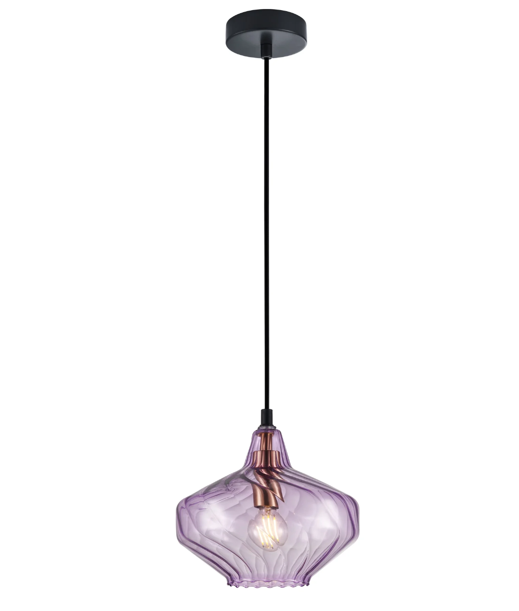 CAMPANA: Interior Wine Glass Shape Ribbed Pendant Lights Purple CAMPANA3