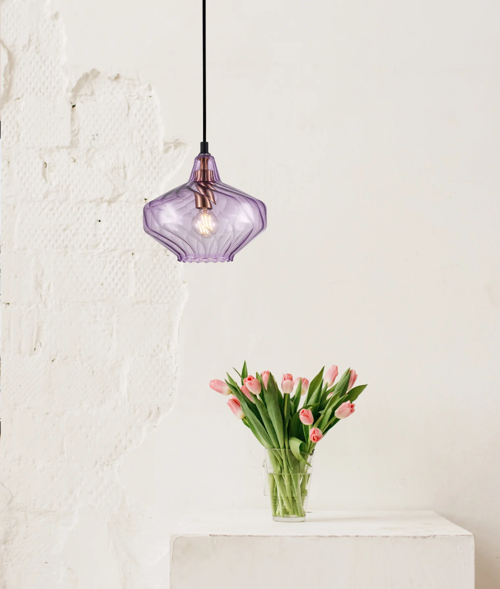 CAMPANA: Interior Wine Glass Shape Ribbed Pendant Lights Purple CAMPANA3
