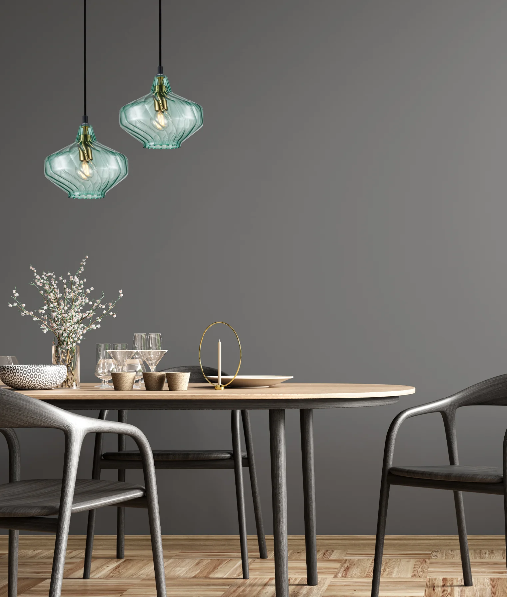 CAMPANA: Interior Wine Glass Shape Ribbed Pendant Lights Green CAMPANA4