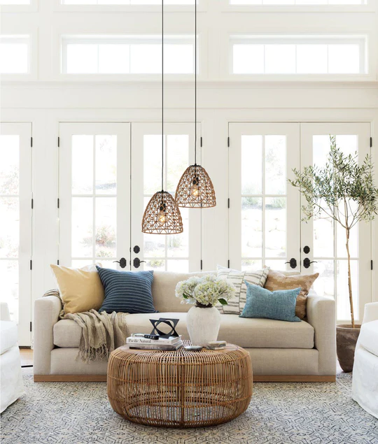 CANAMO Hemp Rope & Black Hardware Ellipse Pendant Light- CANAMO1