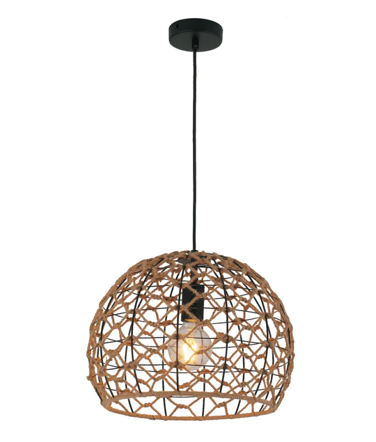 CANAMO Hemp Rope & Black Hardware Ellipse Pendant Light- CANAMO2