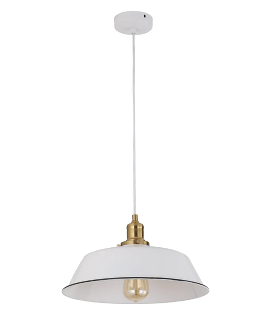 CEREMA: Interior White with Antique Brass & Black Highlight Angled Dome Pendant Light- CEREMA2
