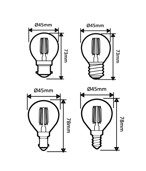 Fancy Round LED Filament Dimmable Globes (4W)- CF34DIM