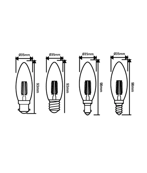 Candle LED Filament Dimmable Globes Clear Diffuser (4W)- CF38DIM