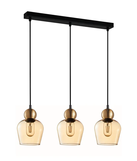 CHAMPAN Bronze Amber Ellipse Multiple Bar Base Pendant 3 Lights-CHAMPAN1X3S