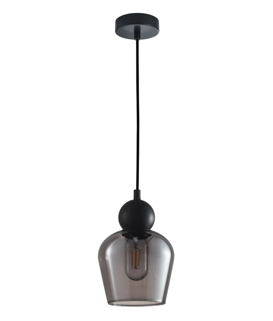 CHAMPAN Smokey Black Glass Ellipse Pendant Lights-CHAMPAN2