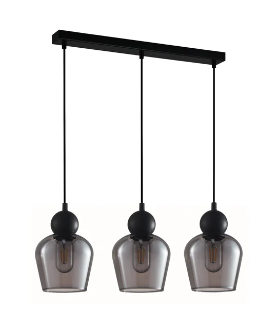 CHAMPAN Smokey Black Ellipse Multiple Bar Base Pendant 3 Lights-CHAMPAN2X3S