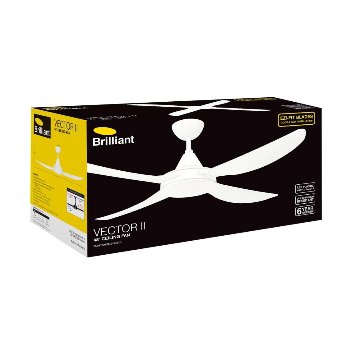 VECTOR II 52" ABS CEILING FAN 4 BLADE - PURE WHITE - 21548/05
