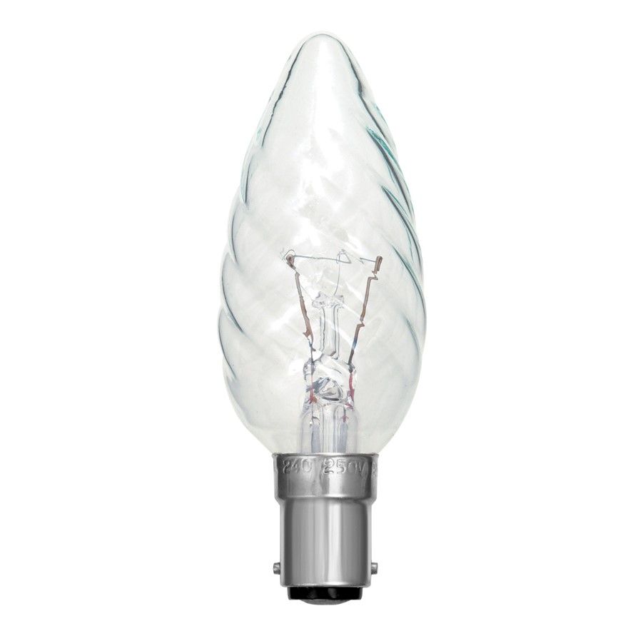 60w Twisted Candle Globe B15 Small Bayonet Cap Dimmable - 10212