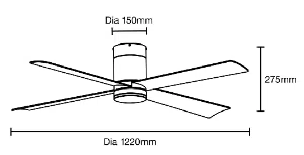 Carrara DC Close to Ceiling 48" Hugger WIFI Ceiling Fan With Dimmable CCT LED Light In Black MCDC1243M