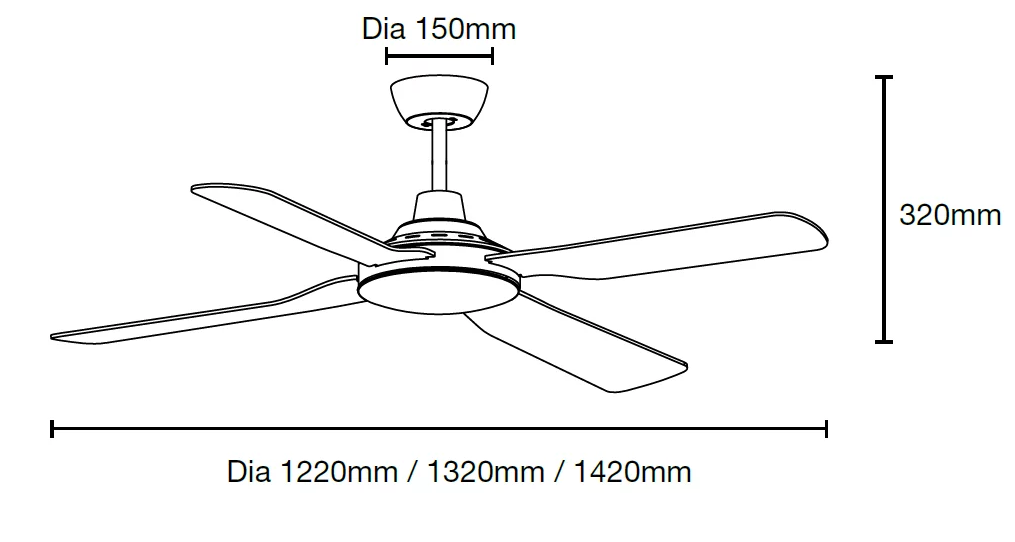 Discovery II 56" 4 Blade ABS Ceiling Fan In White MDF144W