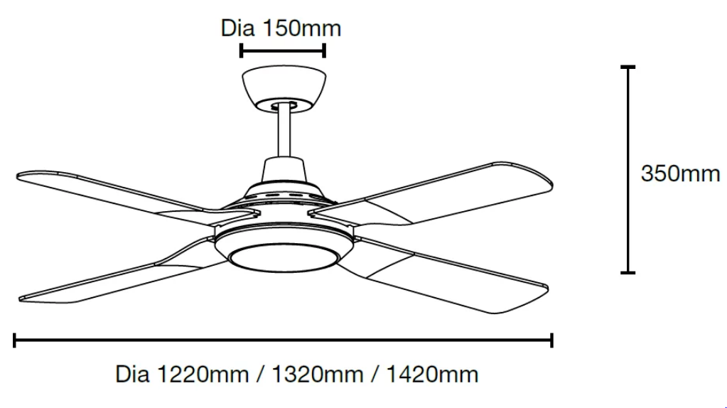 Discovery II 56" 4 Blade ABS Ceiling Fan with 15w CCT LED Light White MDF1443W